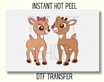 Rudolph and Clarice Dtf transfer, Christmas DTF Transfer Ready to Press, Red Nose Reindeer DTF Transfer, kid Christmas, Rudolph, trendy
