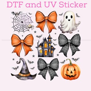 Halloween dtf transfer, cute bow coquette halloween dtf transfer, bow ghost halloween girl dtf transfer, trendy girl cute halloween dtf