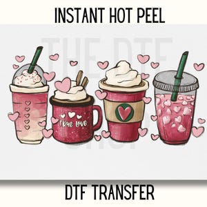 Uv Dtf Sticker Coffee iced coffee Valentines day Dtf transfer Valentines Day DTF Transfer Ready to Press girl Coffee Valentines DTF
