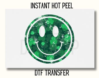 St Patricks Day DTF Transfer, St Patricks Day Smiley Face DTF Transfer, St Patricks Day DTF Transfer Ready to Press,