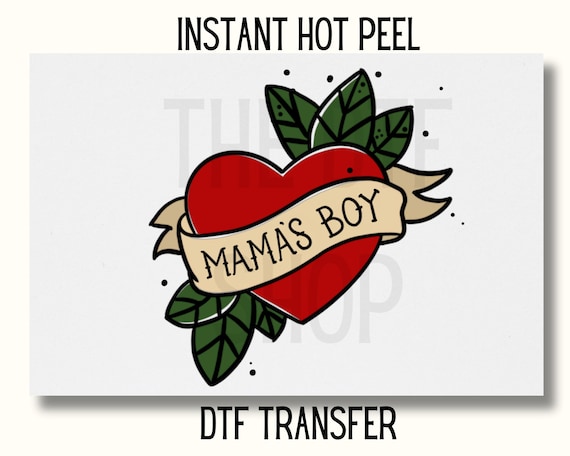Uv Dtf Sticker Mama's boy Valentine Dtf transfer boy Valentines DTF Transfer Ready Press tattoo style boy Valentines DTF Transfer mamas boy,