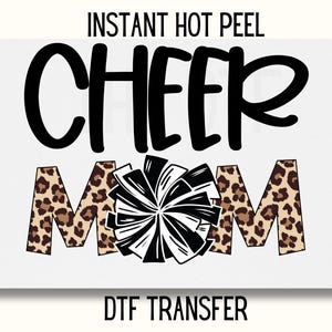 Cheer Mom DTF Transfer, Cheer Mom leopard DTF Transfer Ready to Press, cheerleader mom Dtf, Spirt wear DTF Transfer, pom pom leopard dtf