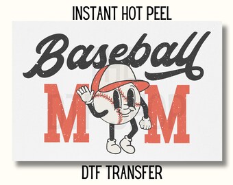 Baseball Mom DTF, Mom Baseball DTF Transfer, Baseball Mama DTF Transfer Ready to Press, Baseball, Orange & Black Baseball Dtf