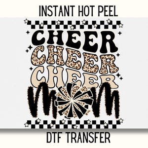 Cheer Mom DTF Transfer, Cheer Mom leopard DTF Transfer Ready to Press, cheerleader mom Dtf, Spirt wear DTF Transfer, pom pom leopard dtf