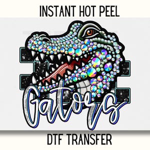 Faux Rhinestone Gators Mascot DTF Transfer, School Mascot DTF Transfer, Gators Spirit wear ready to press transfer, School team DTF Transfer