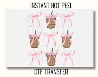 Coquette Coffee Bow DTF Transfer, Trendy Coffee bow DTF Transfer Ready to Press, trendy preppy Coquette DTF,  Uv Dtf Sticker