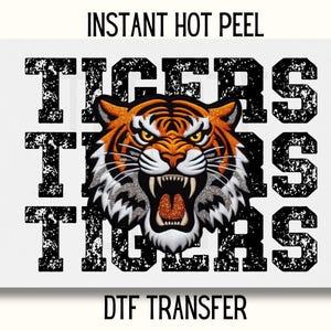 Uv Dtf Sticker Distressed Varsity Tigers Mascot DTF Transfer, School Mascot DTF Transfer, Tigers Spirit wear ready to press transfer, School