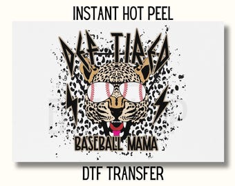 Baseball Mom DTF, Def Tired Baseball Mama DTF Transfer, Baseball Mama DTF Transfer Ready to Press, Baseball , Leopard Dtf
