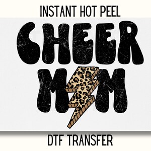 Uv Dtf Sticker Cheer Mom DTF Transfer, Cheer Mom leopard DTF Transfer Ready to Press, cheerleader mom Dtf, Spirt wear DTF Transfer, pom pom