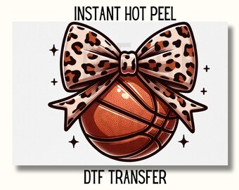 Basketball Bow DTF, Basketball DTF Transfer, basketball coquette DTF Transfer Ready to Press, Leopard basketball bow Dtf cute basketball dtf