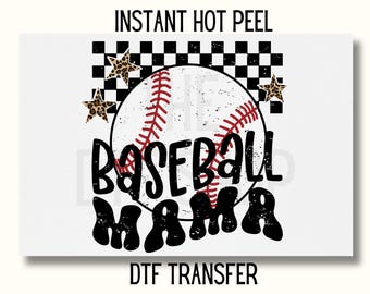 Baseball Mom DTF, Mama Baseball DTF Transfer, Baseball Mama DTF Transfer Ready to Press, Baseball , Checkered Baseball Mom Dtf
