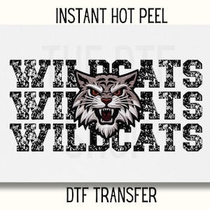 Distressed Varsity Wildcats Mascot DTF Transfer, School Mascot DTF Transfer, Wildcats Spirit wear ready to press t Uv Dtf Sticker