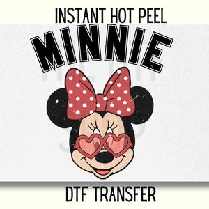 Distressed Retro Minnie Mouse Heart Glasses Dtf transfer, Valentines Day DTF Transfer Ready to Press, Minnie dtf, Disney dtf, Disneyworld
