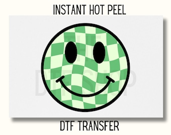 St Patricks Day DTF Transfer, St Patricks Day Smiley Face DTF Transfer, St Patricks Day DTF Transfer Ready to Press, Checkered Smiley Dtf