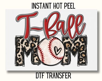 T-Ball Mom DTF, Leopard Print Baseball DTF Transfer, T-Ball Mama DTF Transfer Ready to Press, Baseball, T-Ball Dtf Transfer