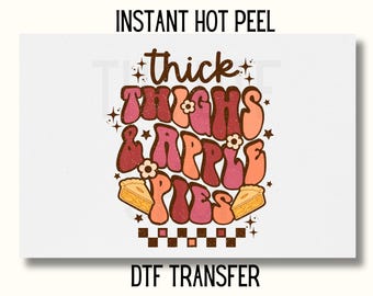 Uv Dtf Sticker Thick Thighs & Apple Pies Dtf transfer, Fall Pumpkin DTF Transfer, Fall Vibes DTF Transfer Ready to Press, Retro Checkered