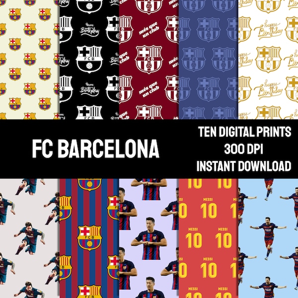 Barcelona Barca Digital Prints | Wrapping Paper Pack | Seamless Pattern | Football Soccer | Scrapbook Pages | INSTANT DOWNLOAD