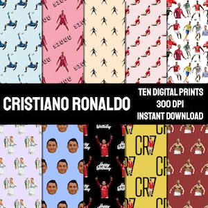 Cristiano Ronaldo Drucke | Geschenkpapier Pack | Nahtloses Muster | Fußball Fußball | Scrapbook Seiten | SOFORTIGER DOWNLOAD