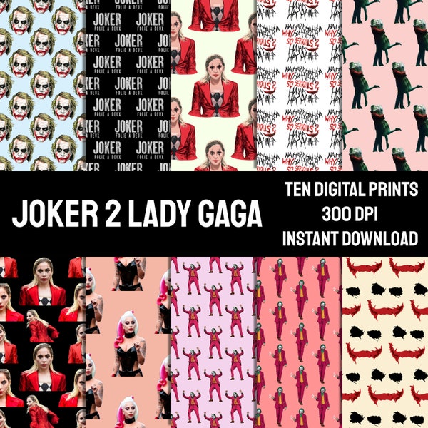 Joker 2 Lady Gaga Digital Prints | Wrapping Paper Pack | Seamless Pattern | Scrapbook Pages | INSTANT DOWNLOAD