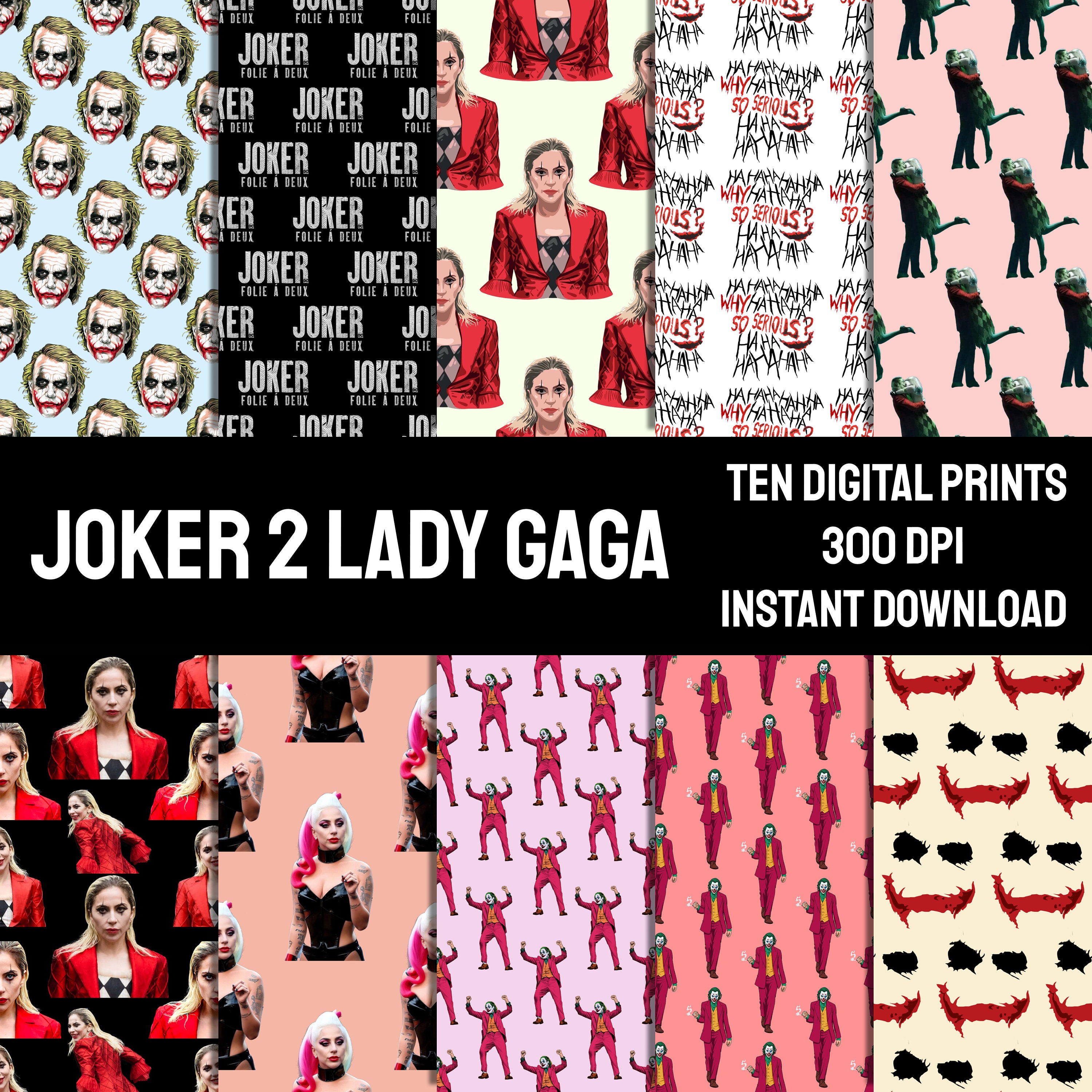 Joker 2 Lady Gaga Digital Prints | Wrapping Paper Pack | Seamless
