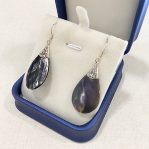 Sterling Silver Abalone Shell Earrings: Handmade Teardrop Jewelry