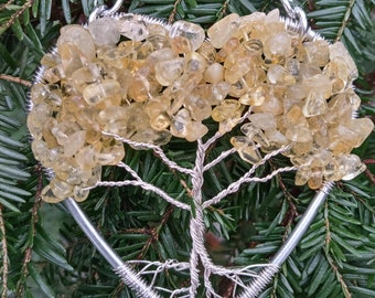 Citrine Tree of Life Sun Catcher - heart shaped