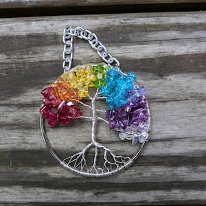 Rainbow Tree of Life Suncatcher - Glass Chips