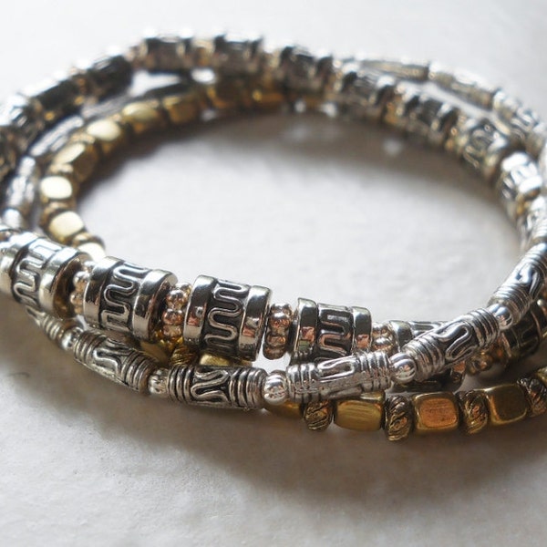 READY TO SHIP Gold and Silver Stacking Bracelet Trio