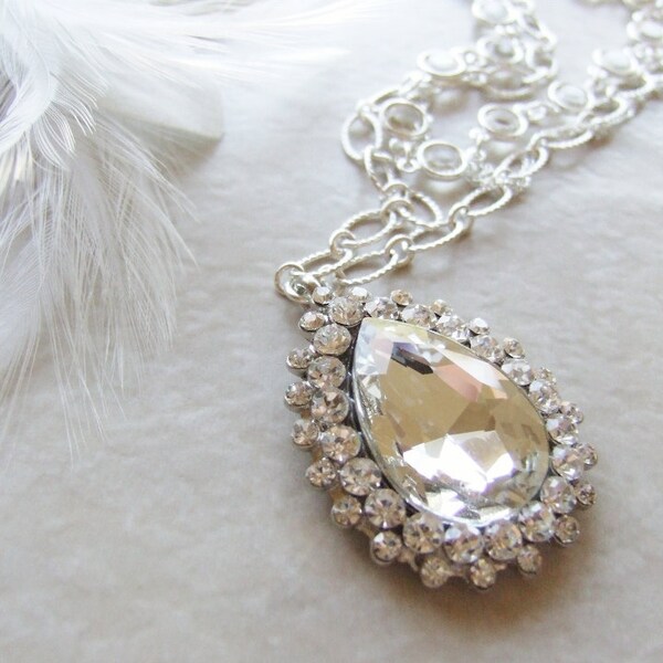 Romantic Layered Chain Crystal and Rhinestone Bridal Necklace