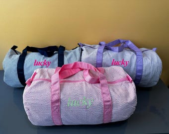 Customized, travel bag, personalization, school bag, Travel pack, seersucker, lightweight, breathable, seersucker, fabric pack, Duffel Bags