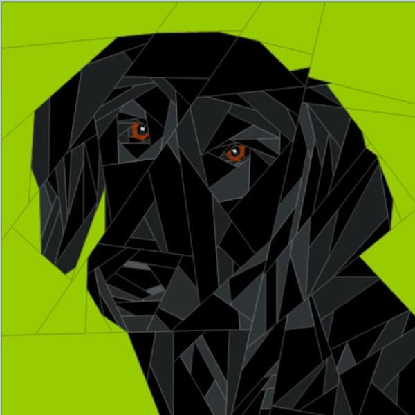 Schwarzer Labrador Retriever 1920er Quiltblock