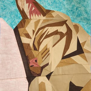 Sleepy Kitty grundpapper quiltblock
