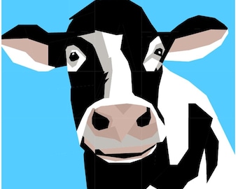 Black and white Cow large foundation paper pieced Quilt pattern