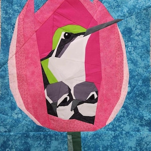 Hummingbird Family Foundation pappersdelad quiltblock