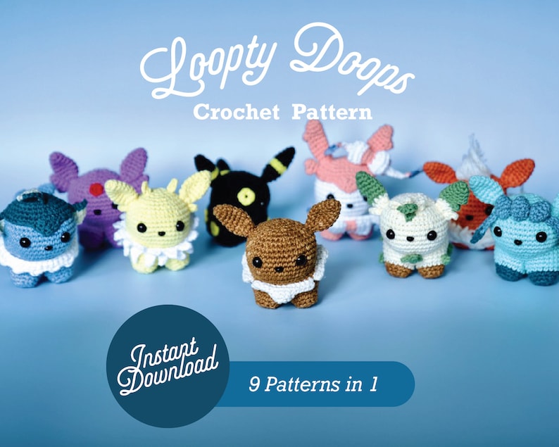 Eeveelutions Amigurumi Virkmönsterpaket, PDF-format bild 1