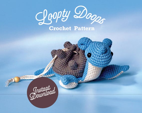 Crochet Pokemon Inspired Aqua DinaTurtle Amigurumi Pattern: Fun Pouch PDF