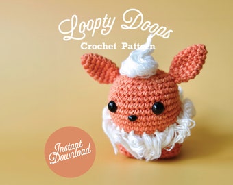 Op Pokemon geïnspireerde vuurstijl Foxy Rabbit Kitten, pdf-haakpatroon amigurumi