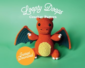 Gehaakt Pokemon-geïnspireerd Mega Sizzle Lizard Amigurumi-patroon: pdf