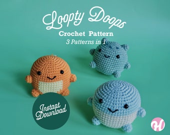 3 mini Chonky Amigurumi-bundel: op Pokemon geïnspireerde starters, pdf-haakpatroon