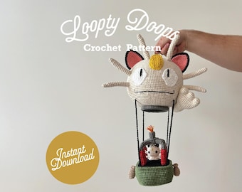 Pokemon Inspired Floaty Cat Face, PDF Crochet Pattern