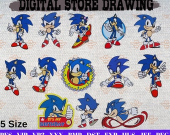 Sonic Embroidery, Embroidery Design, Instant Download