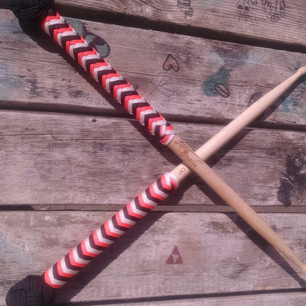 CUSTOM Drumsticks, Black, Orange, White, by LoopStation 5A Hickory