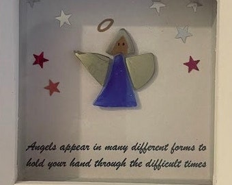 Cadeau d'ange - Des anges semblent vous tenir la main - image de galets, art du verre de mer, cadeau unique, cadeau spirituel, art mural encadré en angle,