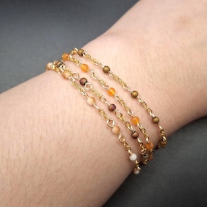 Gold Rosary Chain Bracelet Beaded Stacking Bracelet Colorful Layering Bracelet Dainty Gold Bracelet Handmade Beaded Bracelet Gift for Her