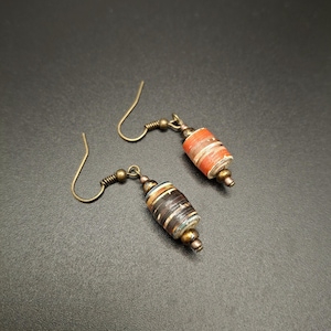 Rolled Paper Bead Earrings Handmade Paper Bead Earring Repurpose Paper Bead Multi Earrings Recycled Paper Sustainable Jewelry Gift for Her