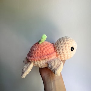 Peach Fruit Turtle Plushie- Crochet