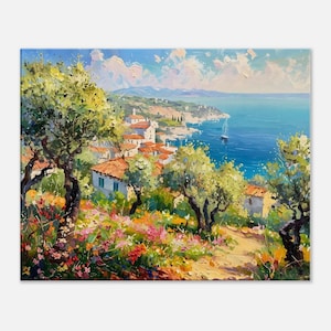 Italian Coast Canvas Print: Costa Azzurra Seascape Oil Painting