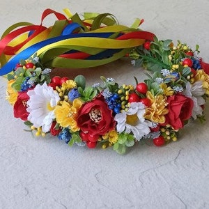 Ukrainian Flower Wreath, Flower Ukrainian Headband, Flower girl crown, Traditional Vinok image 5