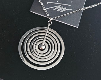 Tapio Wirkkala Silver Moon Hopeakuu Necklace - Vintage Silver Pendant Necklace in a Box