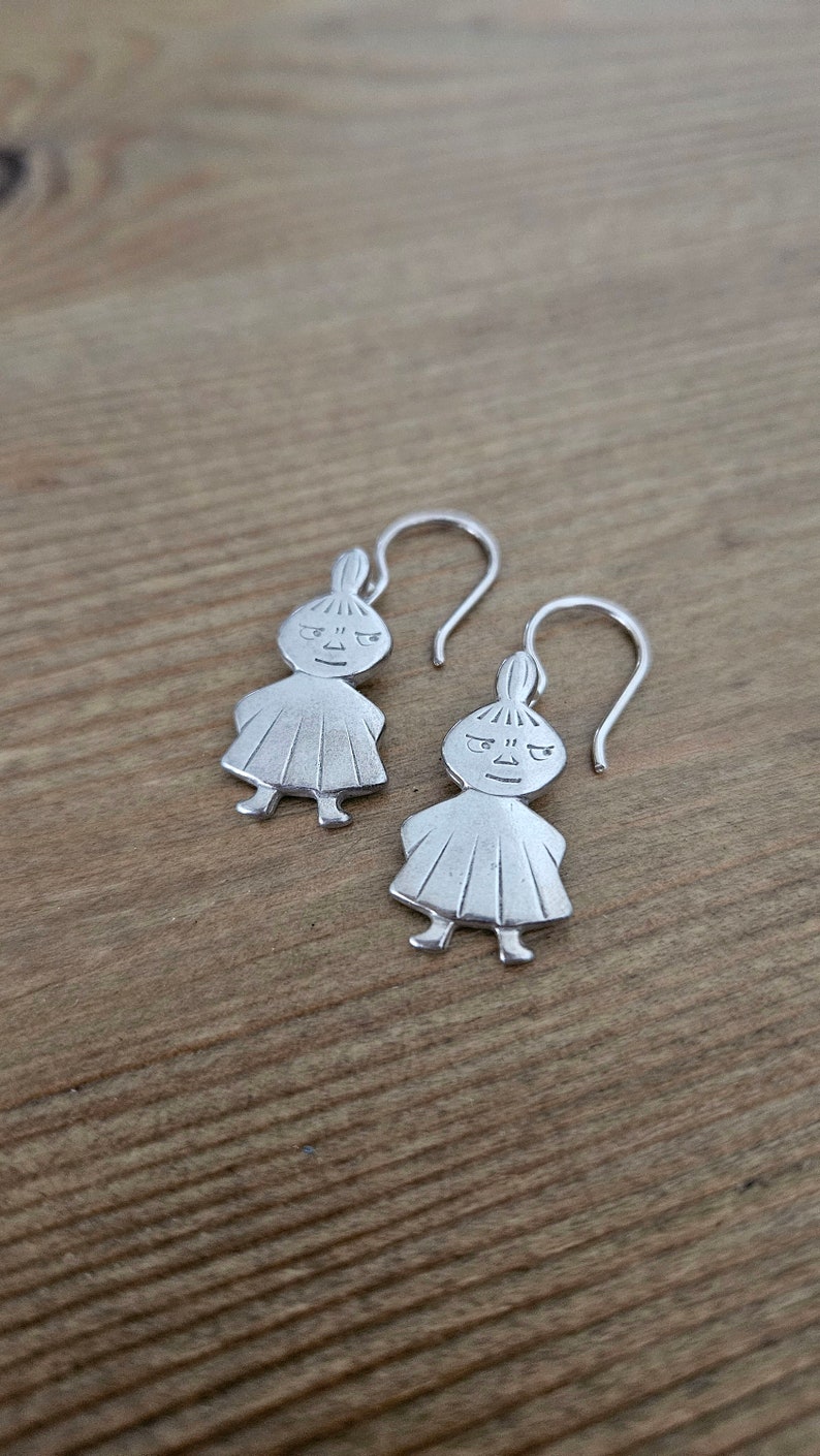 Moomin's Little My Pikku Myy Earrings Vintage Silver 925 Jewelry zdjęcie 1